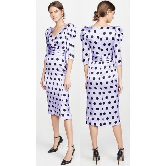 Olivia Rubin Diana Dress Polka Dot Midi Silk - Picture 1 of 12